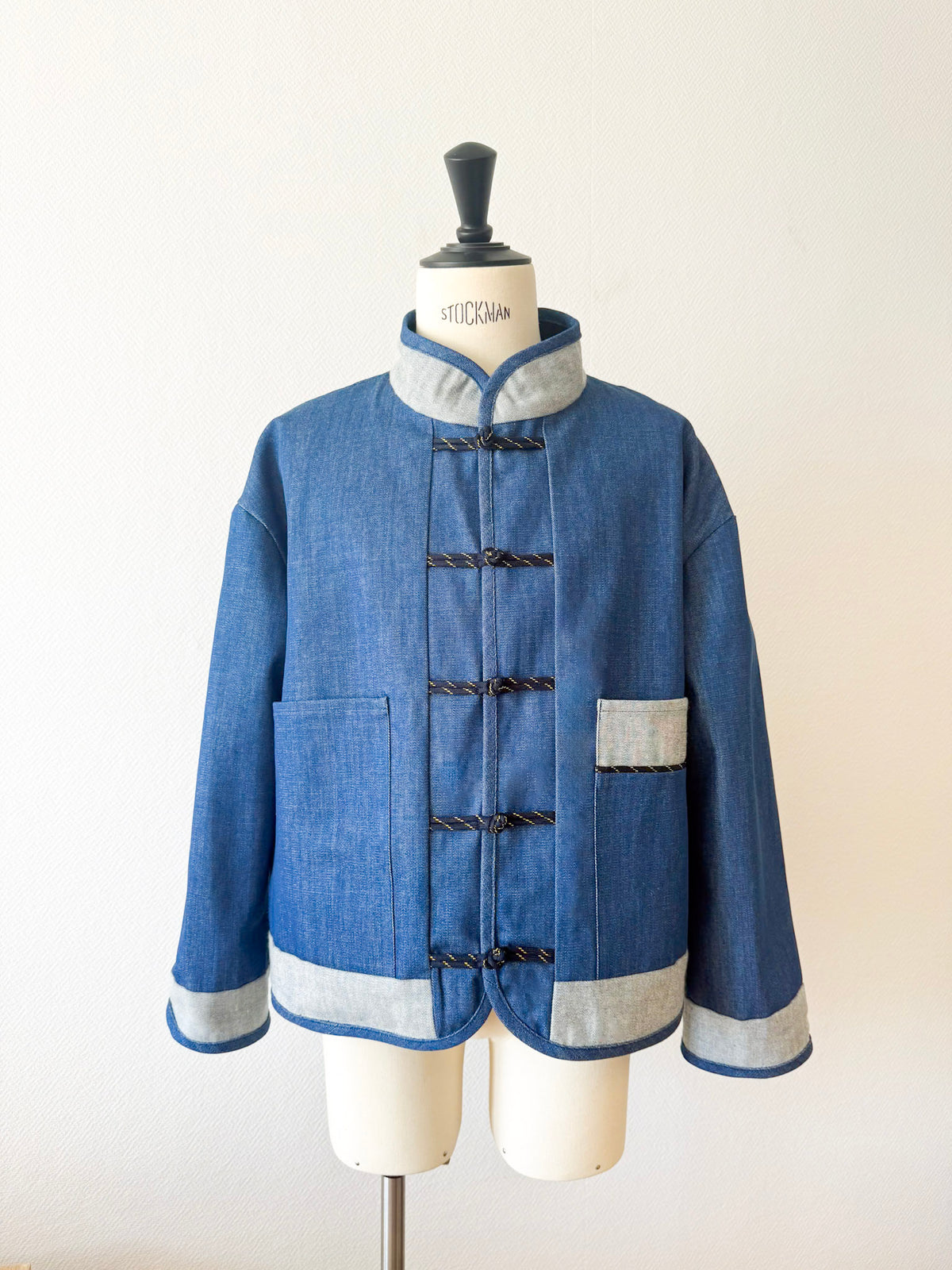 Veste en jean à boutons chinois - Bleu de Shanghai