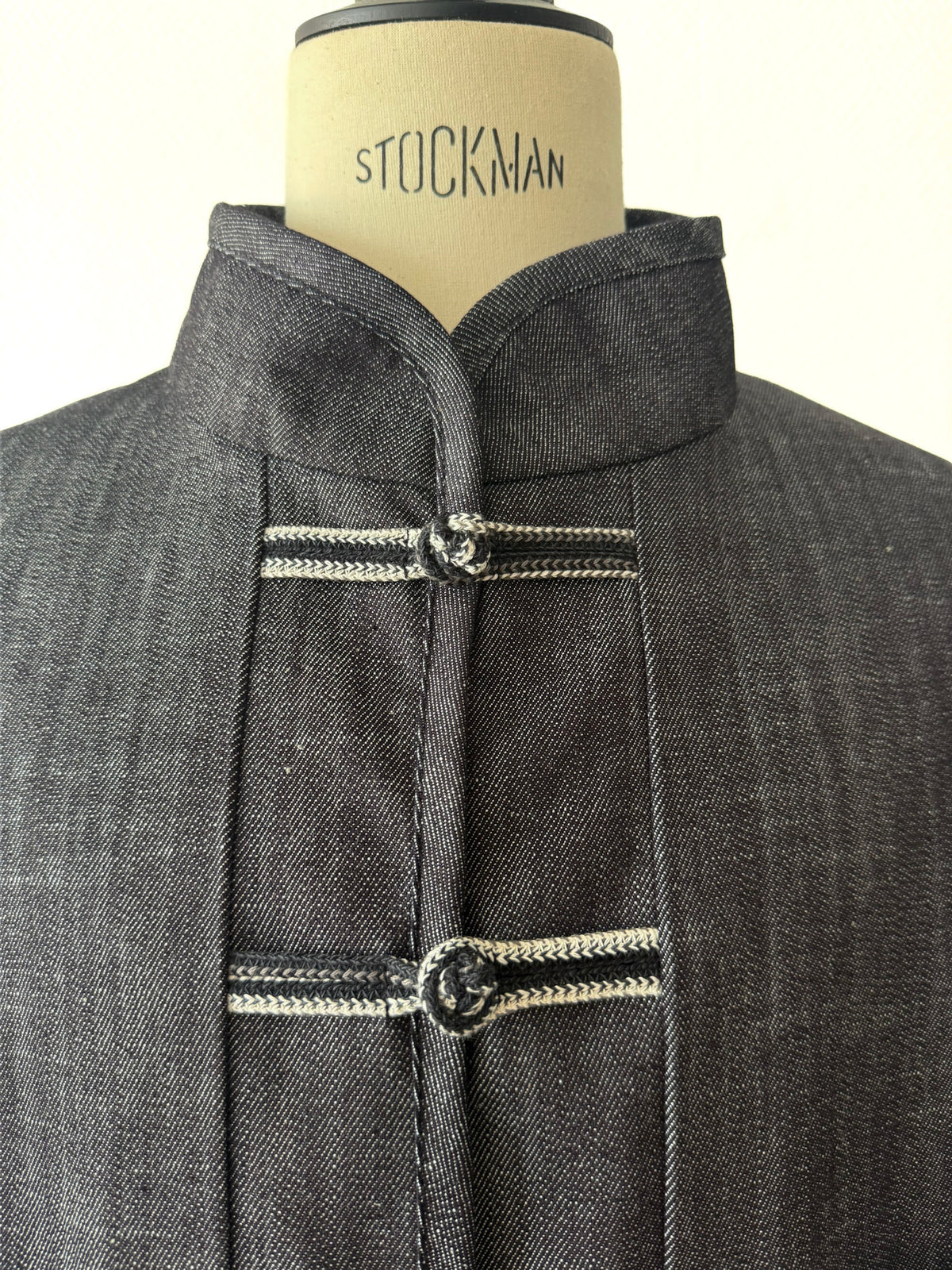 Denim jacket with Chinese knots - Dark grey
