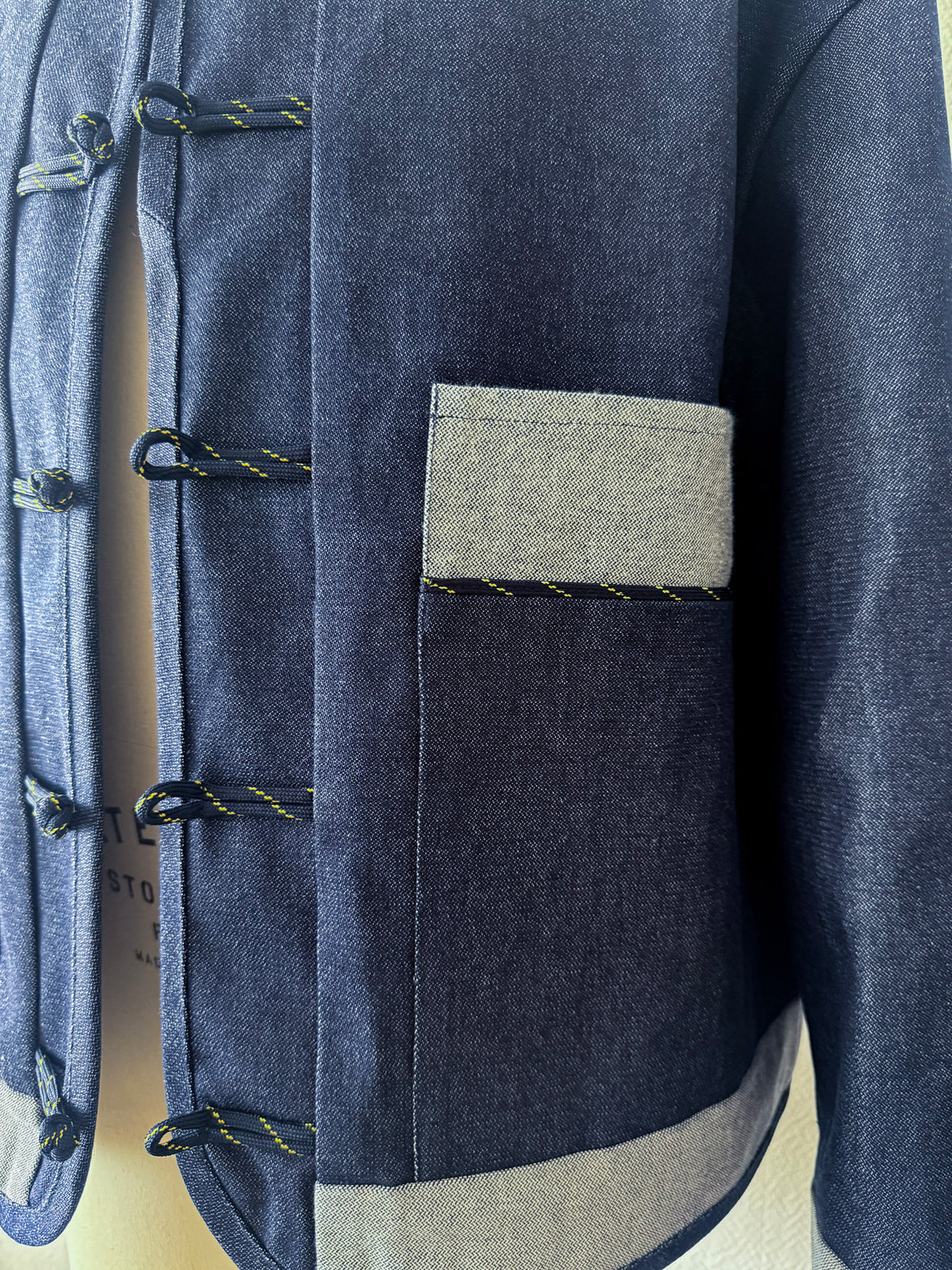 Denim jacket with Chinese knots - Dark blue