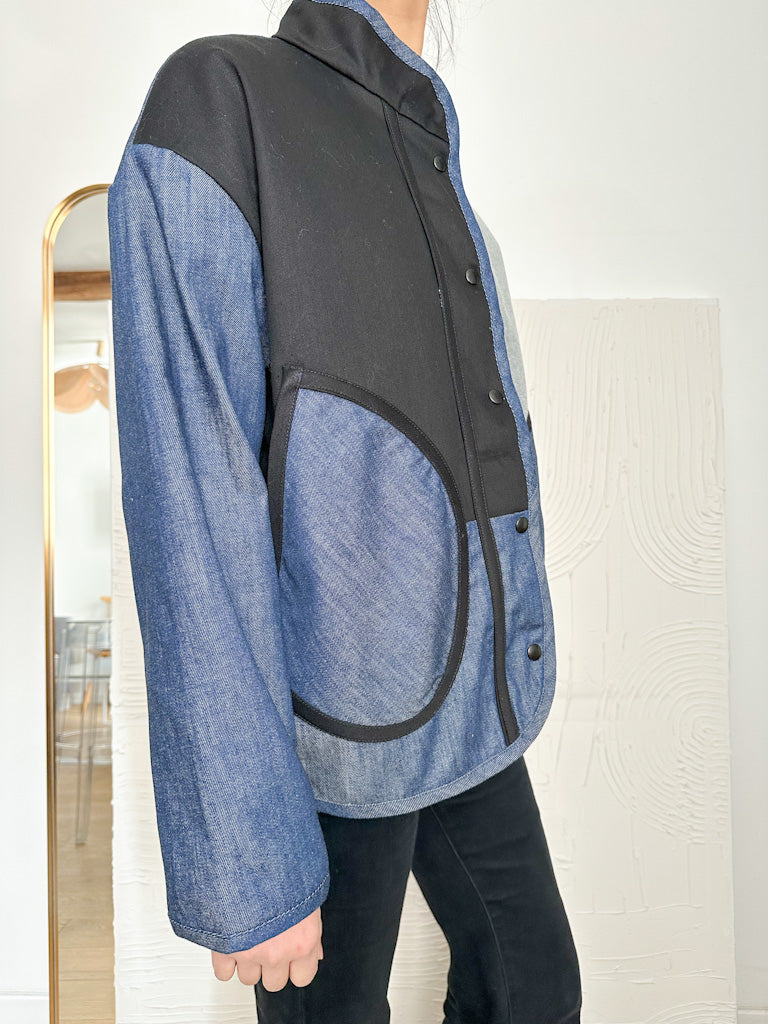 Veste denim patchwork 1 Bleu clair