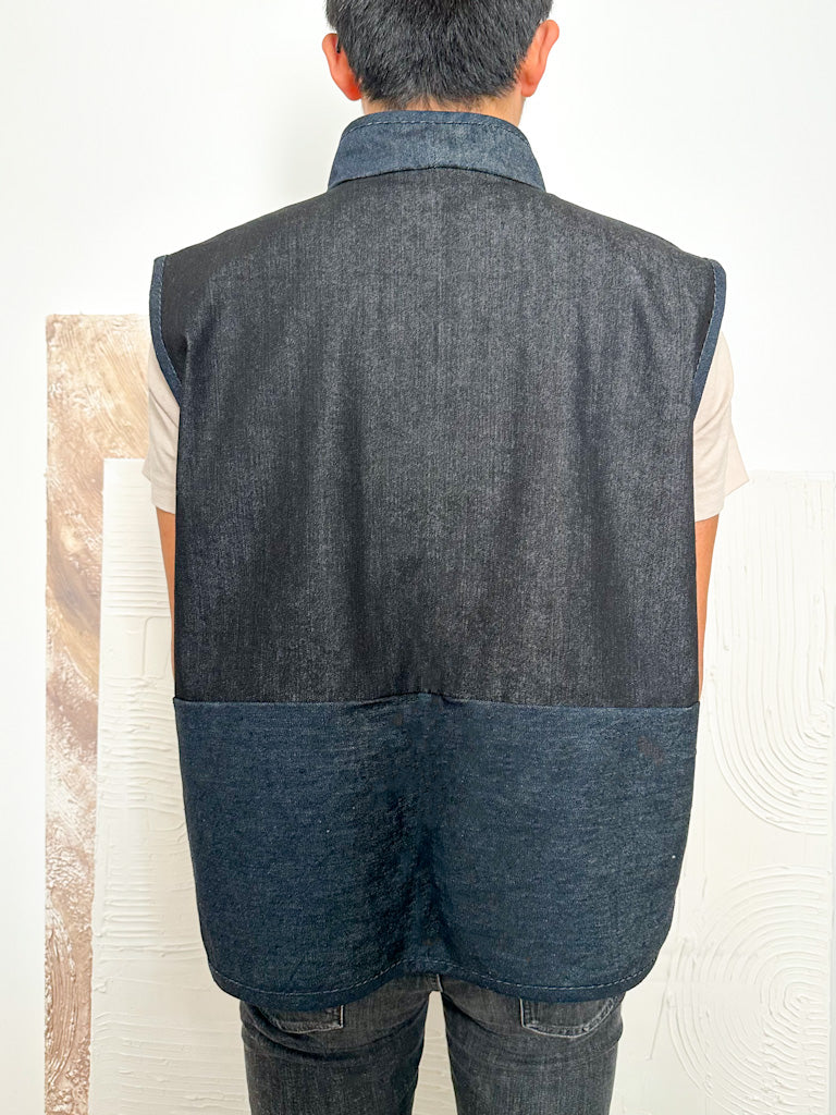 Veste-sans-manche-denim-patchwork-homme