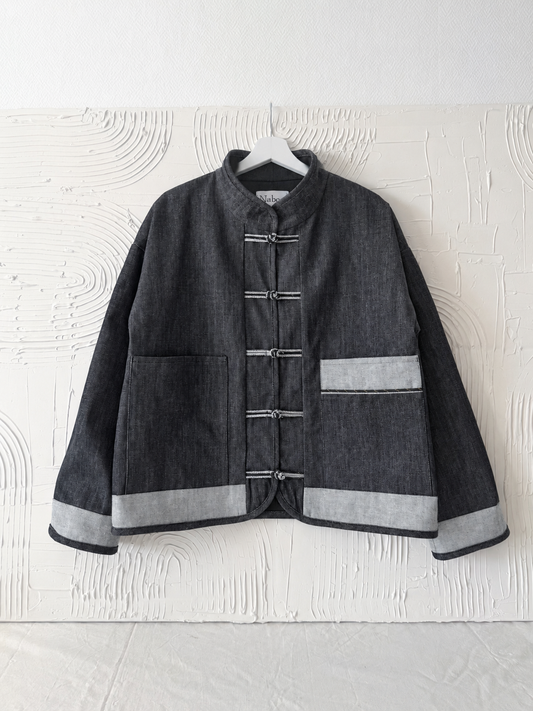 Veste en jean à noeuds chinois - Gris foncé