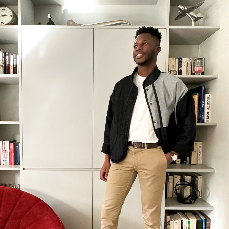 veste en patchwork porté par un homme